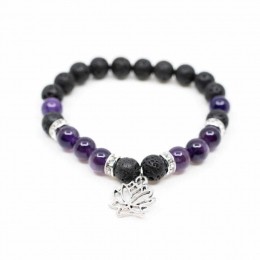 EdelsteenArmbandAmethistLavasteenmetLotus