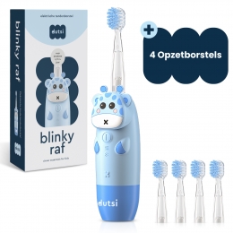 Dutsi-BlinkyRaf-SonischeKindertandenborstel-0tm6jaar-BabyTandenborstel-MetTimerLichtshowOplaadbaar-Inclusief4OpzetborstelsPoetsdiploma-Blauw