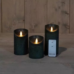 3StKaarsAntiekGroenWaxRustiekBewegendeVlam75X1012515CmAfstandsbediening3X3AaaAnnasCollection-Annascollection