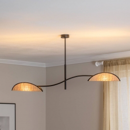 EMIBIGLIGHTINGPlafondlampLotuszwartrotanlook2-lamps