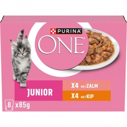 10xPurinaONEKattenvoerNatJuniorKipZalm8x85gr