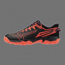 MizunoWAVELYNX2JRHockeyschoenenZwartNeonFlamePeacockBlauwJuniorMaat365