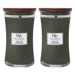 2xWoodWickGeurkaarsLargeFrasierFir611gr