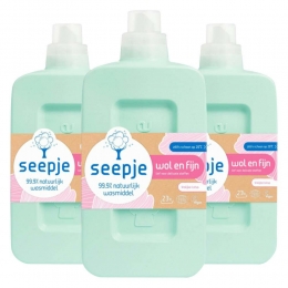3xSeepjeVloeibaarWasmiddelWolFijnVrolijkeLotus23Wasbeurten1liter