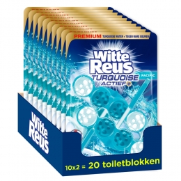 10xWitteReusToiletblokTurquoiseActief2stuks