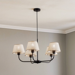 TKLightingKroonluchterChicagolinnenlampenkappen5-lamps