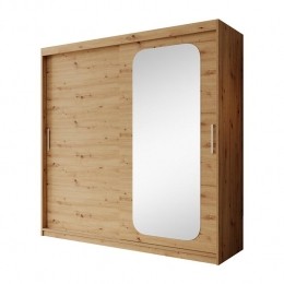 Meubella-KledingkastPete-Eiken-200cm-Metspiegel