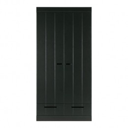 WooodConnectKledingkastH195xB94xD53cm-LadesPlankenRoede-Zwart