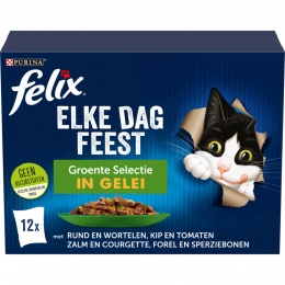 4xFelixKattenvoerNatPouchinGeleiElkeDagFeestGroenteSelectie12x85gr
