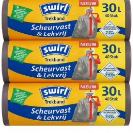 SwirlAfvalzakkenmetTrekband30liter3x40stuks