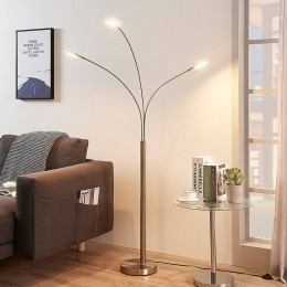 LindbyLEDvloerlampAnea168cm3-lampsnikkelkleurig