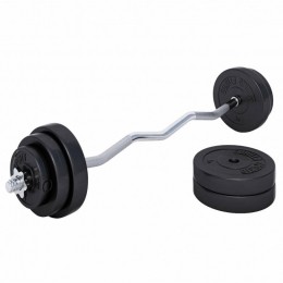 Halterset35kg-Kunststof-EZCurlstang-Halterstangmet6gewichten-GorillaSports