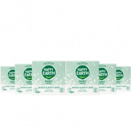 6xHappyEarthBabyKids100NatuurlijkWashBathBar50gr