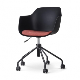 NolonNout-LizBureaustoelZwart-TerracottaKussen-ZwartOnderstel