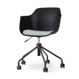 NolonNout-LizBureaustoelZwart-ZachtGroenKussen-Zwart