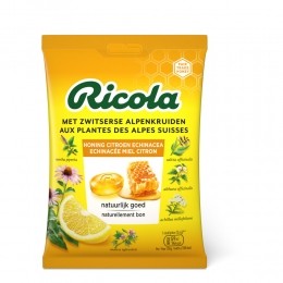 6xRicolaKeelpastillesHoningCitroenEchinaceaZakje75gr