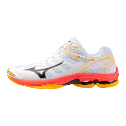 MizunoWAVEVOLTAGE2VolleybalschoenenWitFieryCoral2CitrusDamesHerenMaat385
