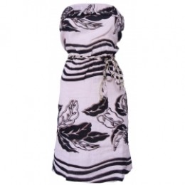 Deptstraplessjurk-Flowers-Zalm