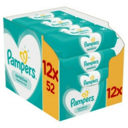 12xPampersBillendoekjesSensitiveNavulpak52doekjes