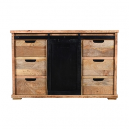 MangohoutendressoirIepermetladesenschuifdeur