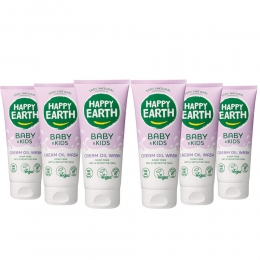 6xHappyEarthBabyKids100NatuurlijkCreamOilWash200ml