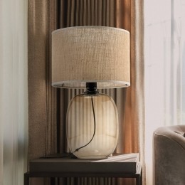 TKLightingMelodytafellamphoogte48cmbruinglasnatuurlijkjute