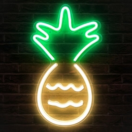 LEDNeonWandlampAnanasOpUSB44x26x2cmGroenGeel