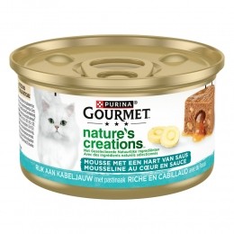 24xGourmetNaturesCreationsKattenvoerNatMousseKabeljauwinSaus85gr