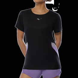 MizunoDRYAEROFLOWT-SHIRTHardloopschoenenZwartDamesMaatS