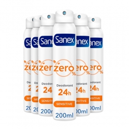 6xSanexDeodorantSprayZeroSensitiveSkin200ml
