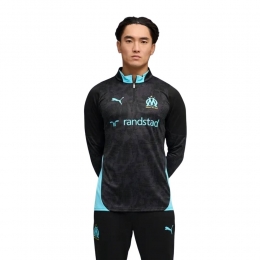 PUMAOlympiqueMarseilleTrainingstrui14-Zip2025-2026ZwartLichtblauw