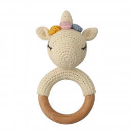 Dutsi-HoutenBijtringRammelaar-MetGebreidDierenfiguurtje-7cm-Unicorn