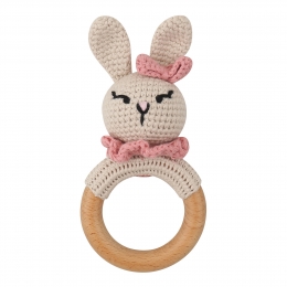 Dutsi-HoutenBijtringRammelaar-MetGebreidDierenfiguurtje-7cm-Konijn