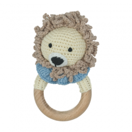 Dutsi-HoutenBijtringRammelaar-MetGebreidDierenfiguurtje-7cm-Leeuw