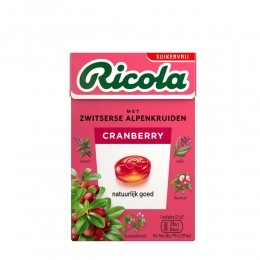 6xRicolaKeelpastillesCranberrySuikervrijDoosje50gr