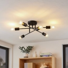 LindbyEstarplafondlampzwartmetaal6-lamps56cm