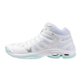 MizunoWAVEVOLTAGE2MIDVolleybalschoenenWitBlauwTintDamesMaat385