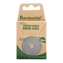 BambooUpCharcoalFloss50mtrWaxFluorMint