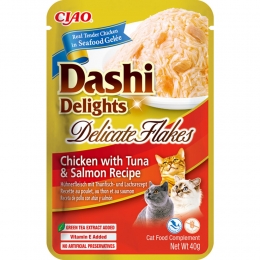 CiaoDashiDelightsDelicateFlakesKattenvoerNatChickenTunaSalmon40gr