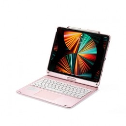 iPadPro129inch202020212022ToetsenbordCaseRosGoud360gradendraaibaarmetTouchpadMuis