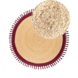 Beliani-MARTS-Vloerkleed-Donkerrood-200cm-Jute