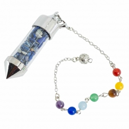 PendelEdelsteenLapisLazuliCapsulemet7ChakraKralenketting