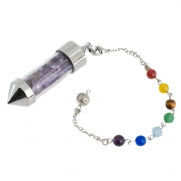 PendelEdelsteenAmethistCapsulemet7ChakraKralenketting
