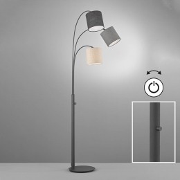 FISCHERHONSELVloerlampShadezandgrijszwart3-lamps