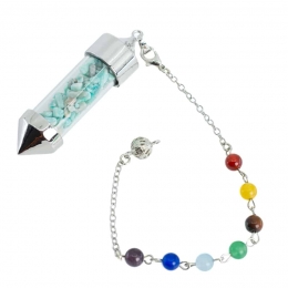 PendelEdelsteenAmazonietCapsulemet7ChakraKralenketting