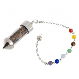 PendelEdelsteenTijgeroogCapsulemet7ChakraKralenketting