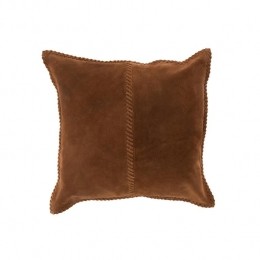 J-LineKussenVierkantStikselsLeerCognac