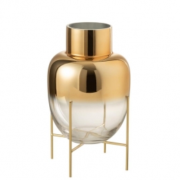 J-LinevaasCilinderOpVoet-glas-transparantgoud-large-21cm