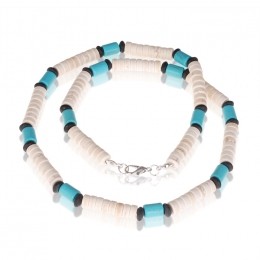 MemphiskralenkettingNatuursteenWitBlauw-50cm