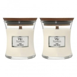 2xWoodWickGeurkaarsMiniLinen85gr